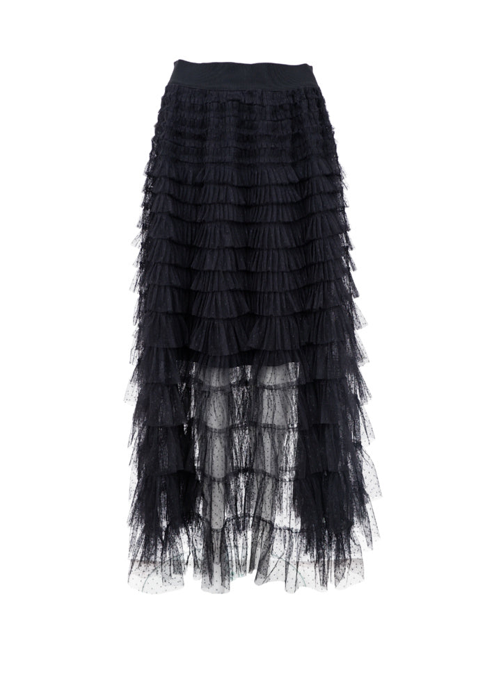 Black Colour Angelina Mesh Skirt Black