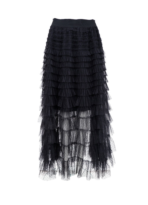 Black Colour Angelina Mesh Skirt Black