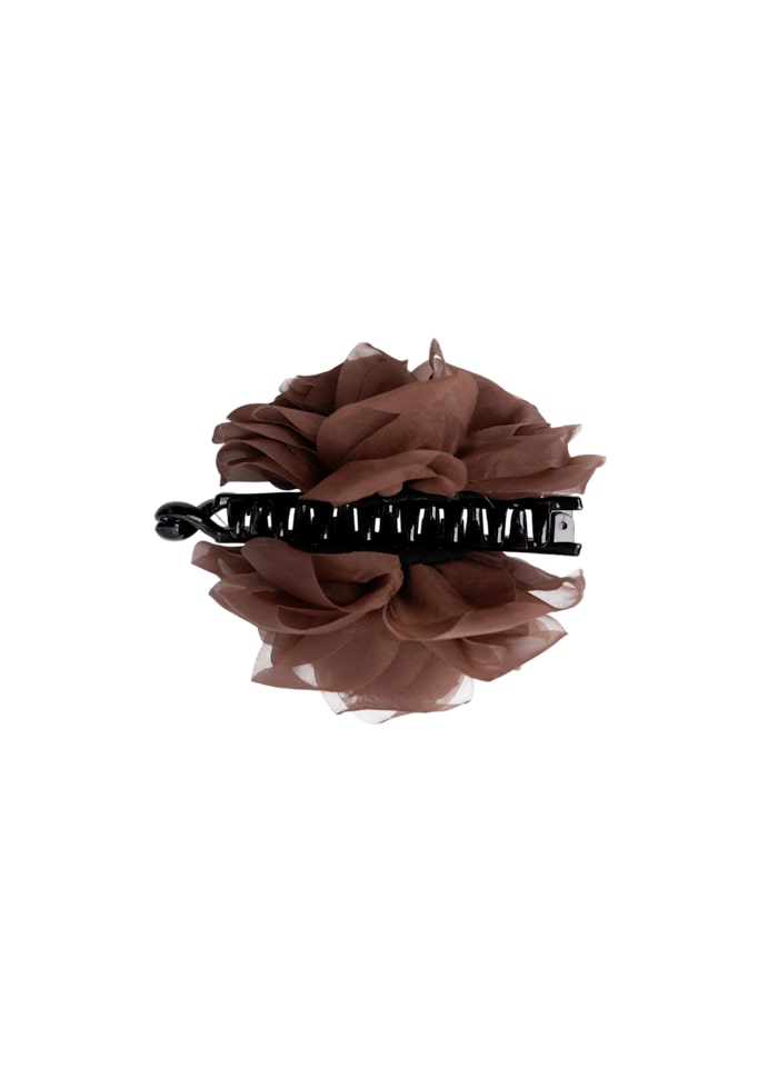Black Colour Ines Organza Hair Claw Coffee