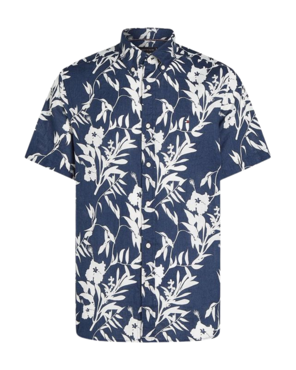 Linen Tropical  Prt SS RF Shirt Night Sky