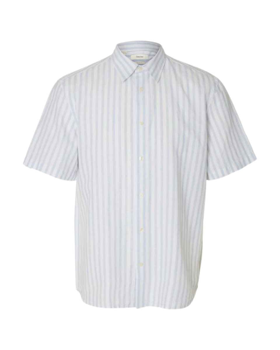 Reg Claus Clay Linenblend SS Shirt Dusty Blue/Wide