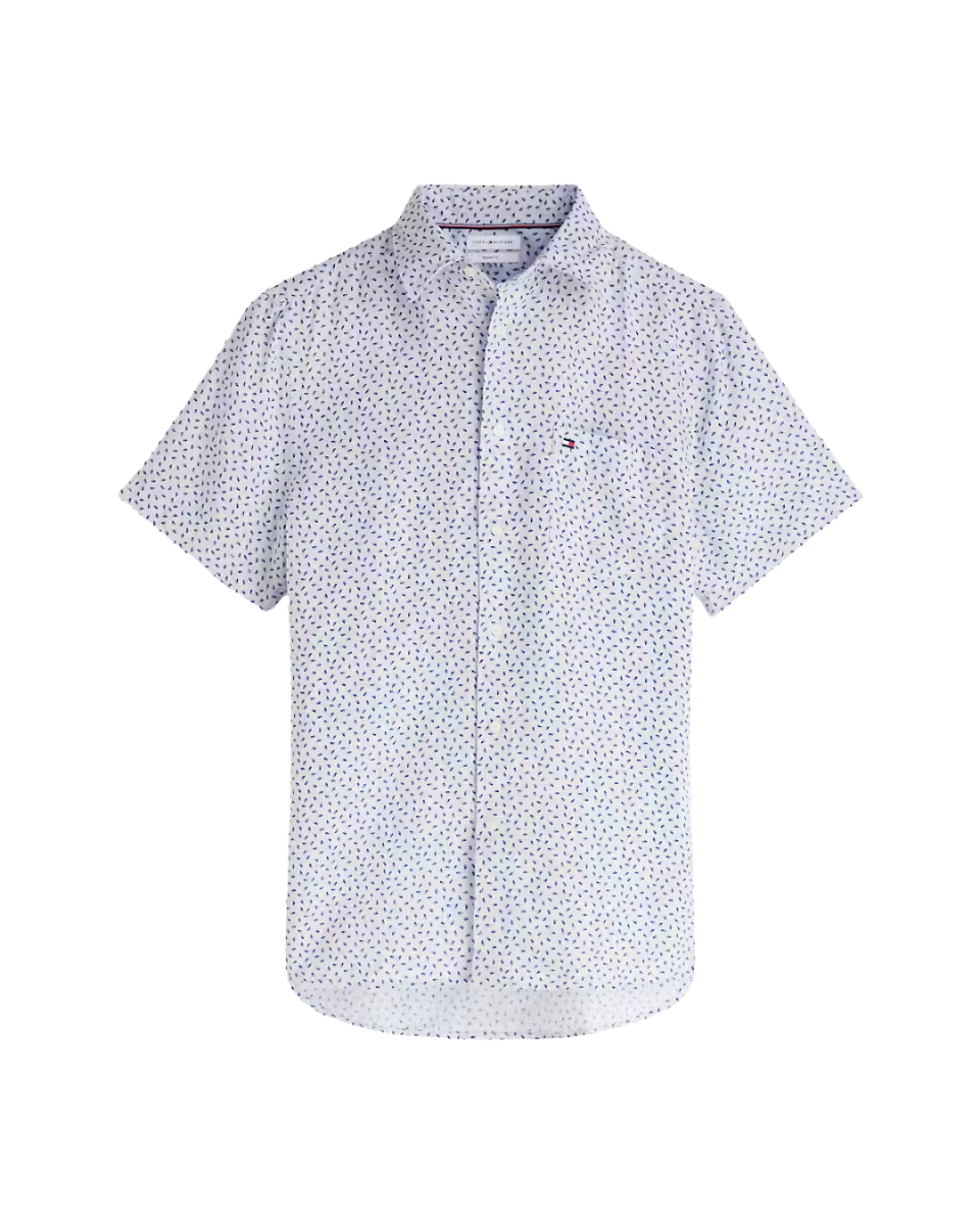 Linen Sailing Print SS RF Shirt Breezy Blue