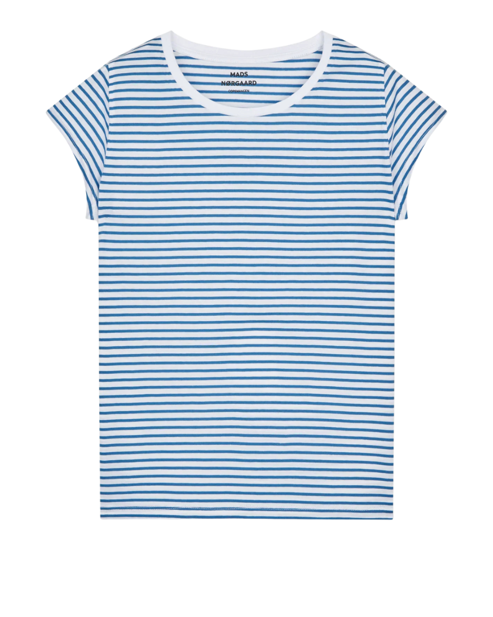 Fine Jersey Stripe Teasy Tee Fav Brilliant White Cobalt