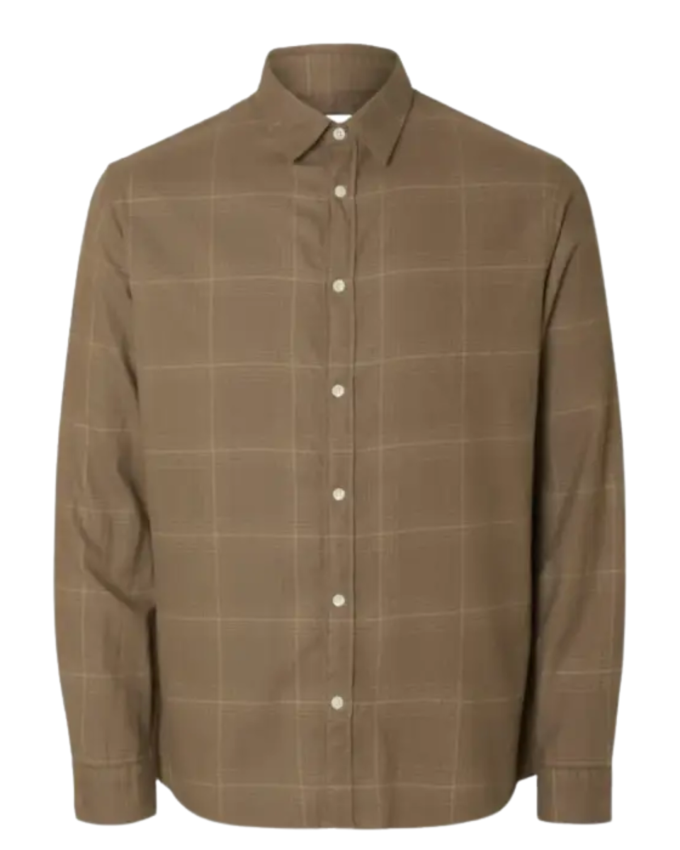 SlhLimowen-Brushed Shirt Ls Noos Morel/Solid