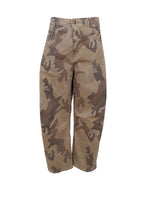 Black Colour Aila Barrel Pant Brown Camouflage