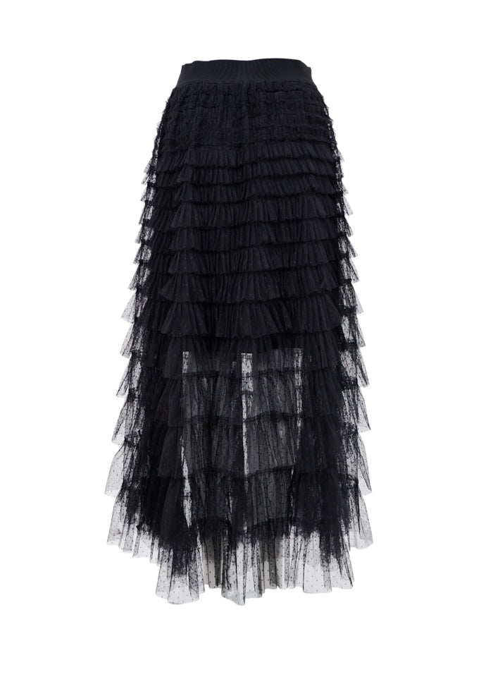 Black Colour Angelina Mesh Skirt Black