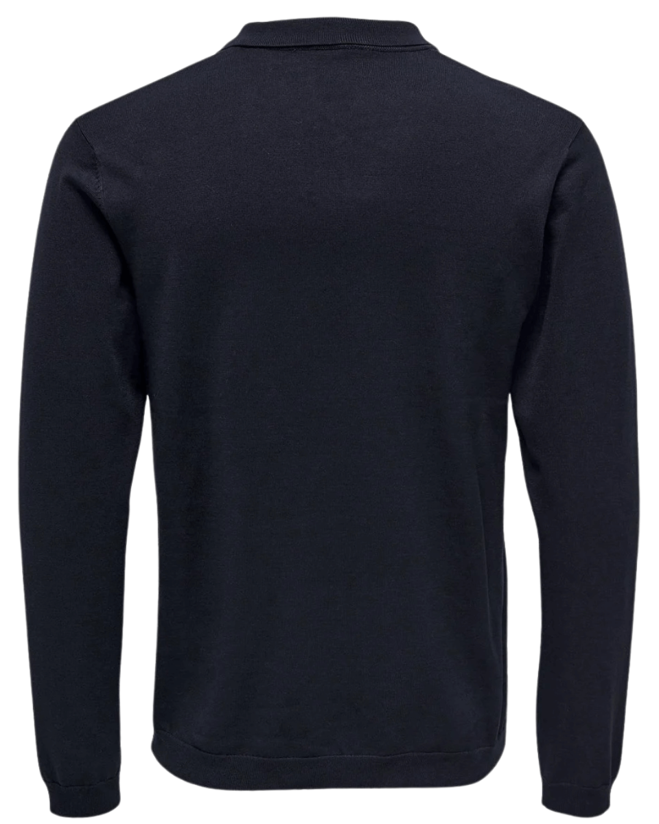 Wyler Life Reg Ls Polo Knit Dark Navy