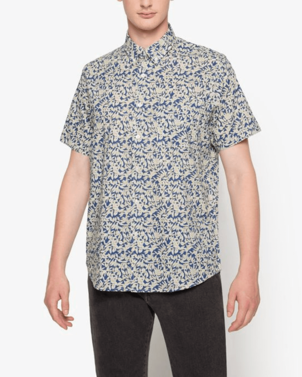 Pingol Print Slub Shirt Blucaptain