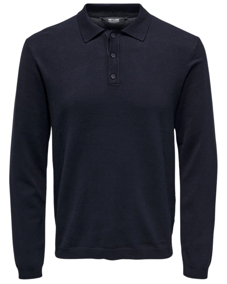 Wyler Life Reg Ls Polo Knit Dark Navy