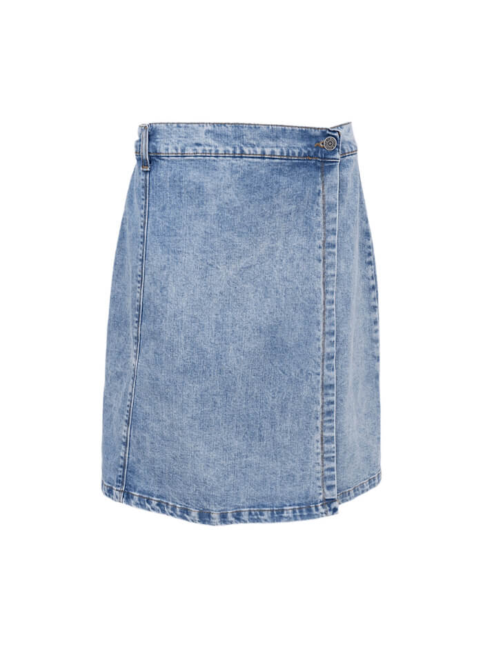 Russel Short Wrap Skirt Light Blue