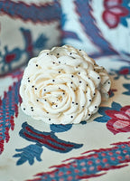 Black Colour Villa Mega Flower Hair Claw Creme W. Dots