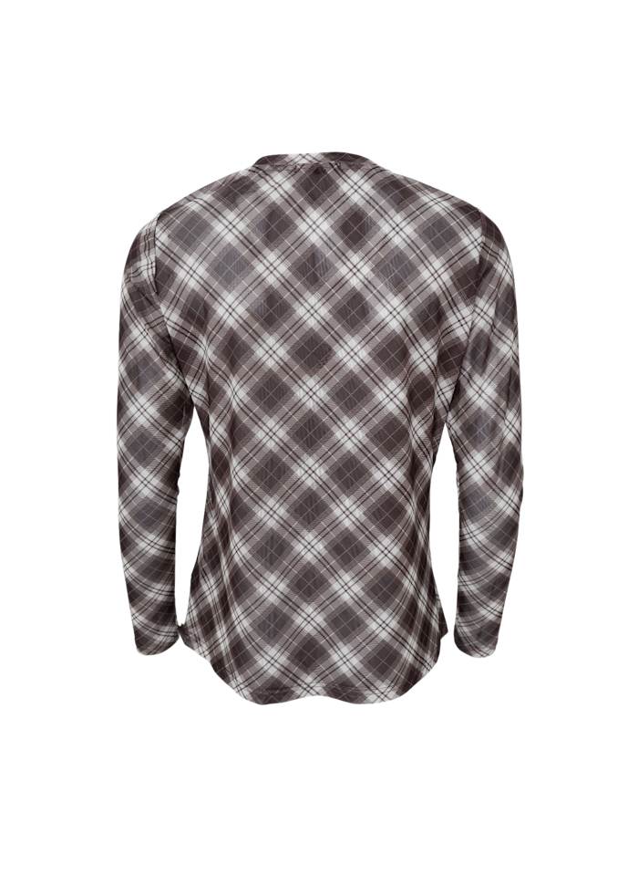 Black Colour Kamma Mesh Blouse Brown Tartan