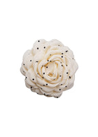 Black Colour Villa Mega Flower Hair Claw Creme W. Dots