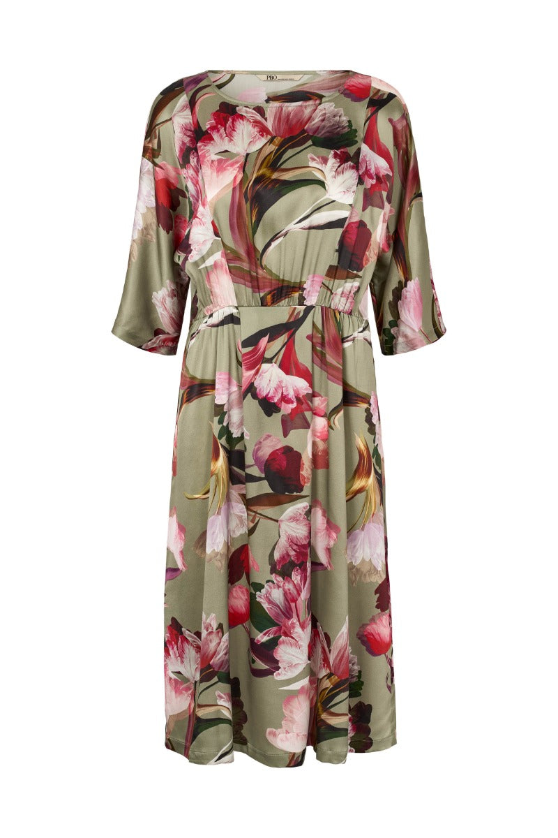 Norring Silk Dress Army Mix