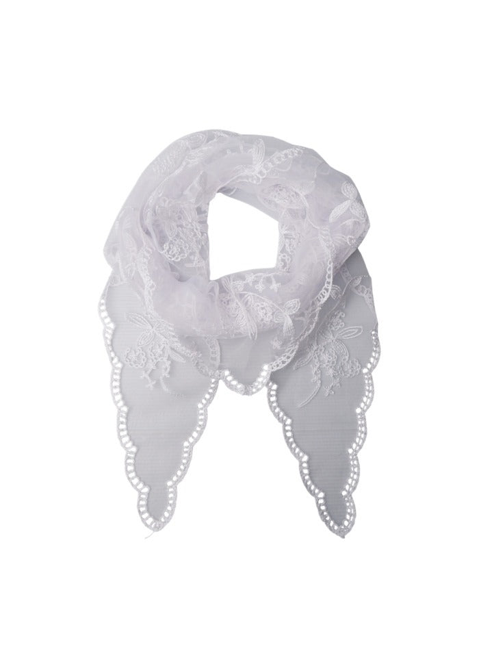 Miriana Triangle Lace Scarf White