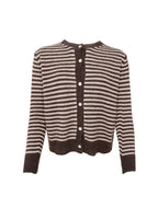 Black Colour Dell Striped Knit Cardigan Coffee