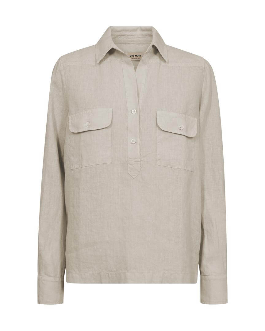 Enna Linen Pocket Blouse Cement