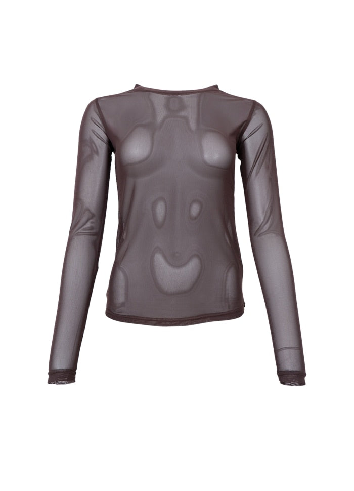 Black Colour Annie Mesh Blouse Coffee