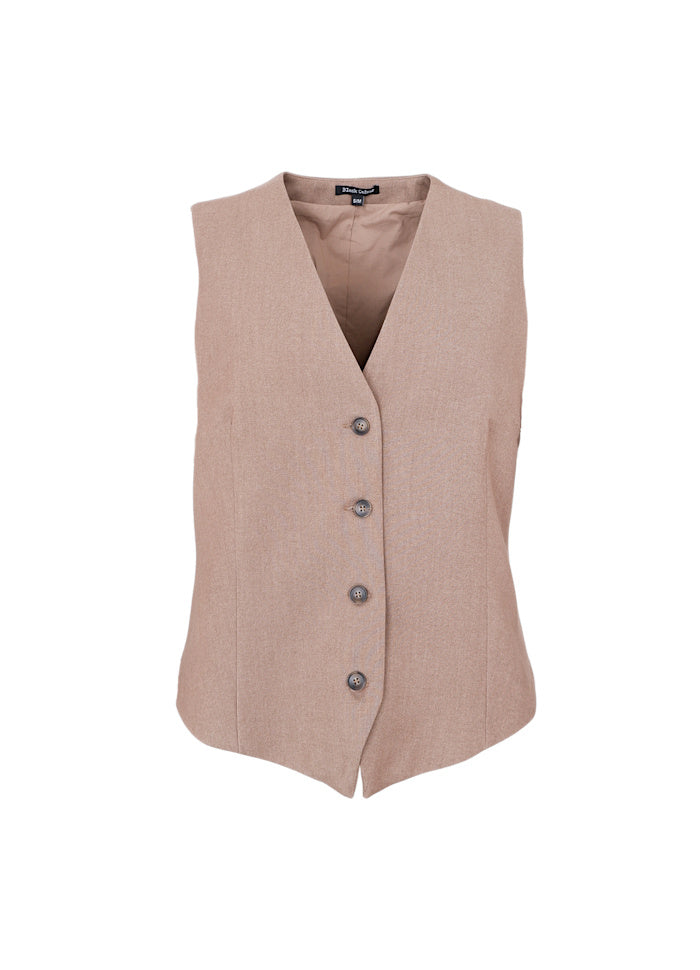 Black Colour Amina Tailored Vest Latte
